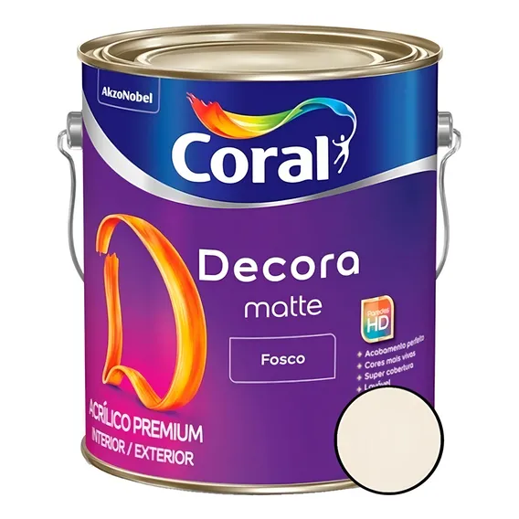 Tinta Acrílica Fosca Coral Decora 3,6lt Branco Mate Premium Foto 1