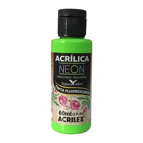 Tinta AcrÃlica Neon Acrilex 60ml Verde Foto 1