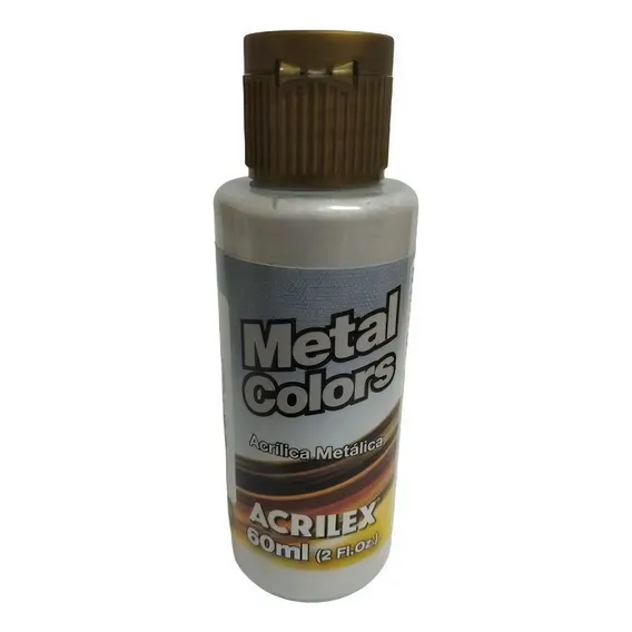 Tinta AcrÃlica Prata Metálico Acrilex P/ Artesanato (60ml Foto 1