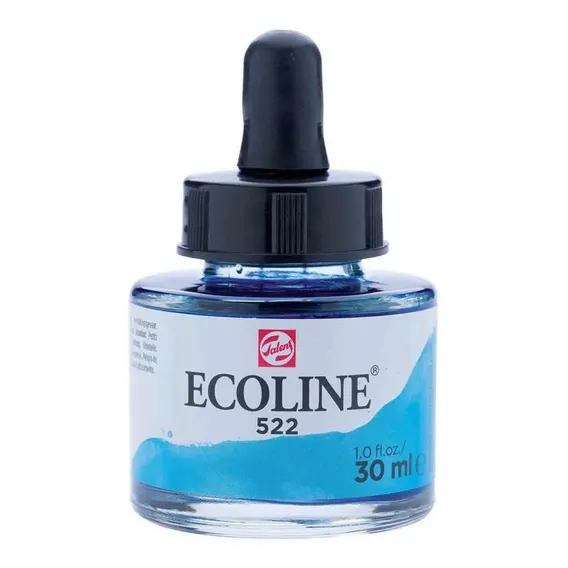 Tinta Aquarela Liquida Talens Ecoline 30ml - Turquoise Blue Cor 522 Turquoise Blue Foto 1