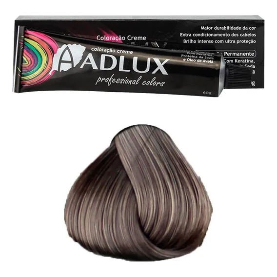 Tinta Cabelo 7.1 Loiro Médio Profissional Adlux Coloração Tom 7.1 Louro Medio Acinzentado Foto 1