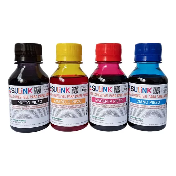 Tinta ComestÃvel Sulink Papel Arroz Para Epson Kit 400ml Tinta CMYK Foto 1