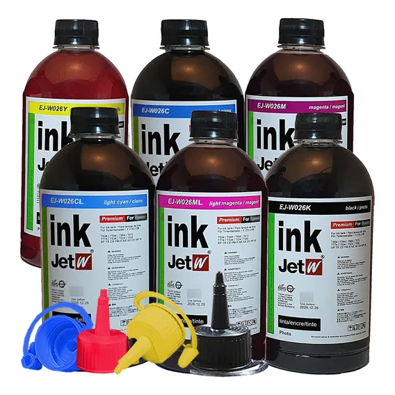 Tinta Compativel Com Epson T082 T50 Tx720 Tx730 6 X 500ml Tinta Black Hd | Preto, Yellow | Amarelo, Cyan | Ciano, Light Cyan | Ciano Claro, Magenta E Light Magenta | Magenta Claro Foto 1