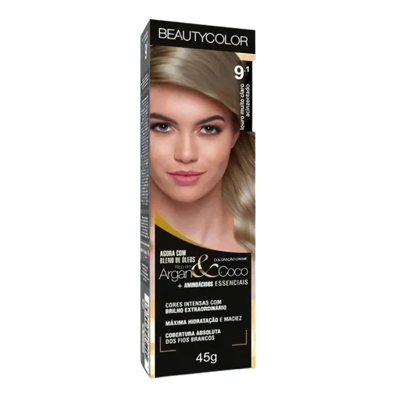Tinta De Cabelo Beauty Color Individual - Todas Colorações Tom 9.1 louro muito claro acinzentado Foto 1