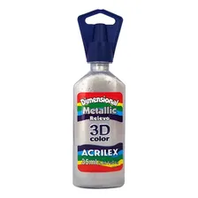 Tinta dimensional relevo 3d 35ml metálico acrilex cor prata Foto mini 4
