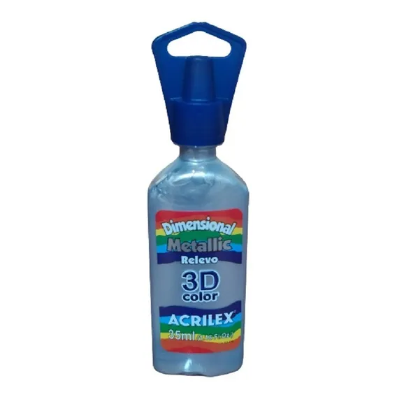 Tinta dimensional relevo 3d 35ml metálico acrilex cor prata Foto 1