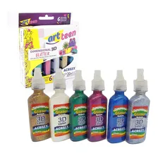 Tinta Dimensional Relevo Kit 6 Cores Glitter 20ml - Acrilex Foto mini 4