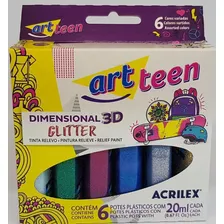 Tinta Dimensional Relevo Kit 6 Cores Glitter 20ml - Acrilex Foto mini  2