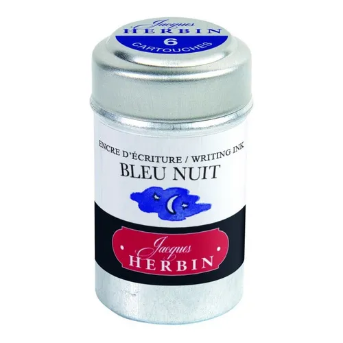 Tinta Em Cartucho P/ Caneta Tinteiro Herbin Bleu Nuit Foto 1