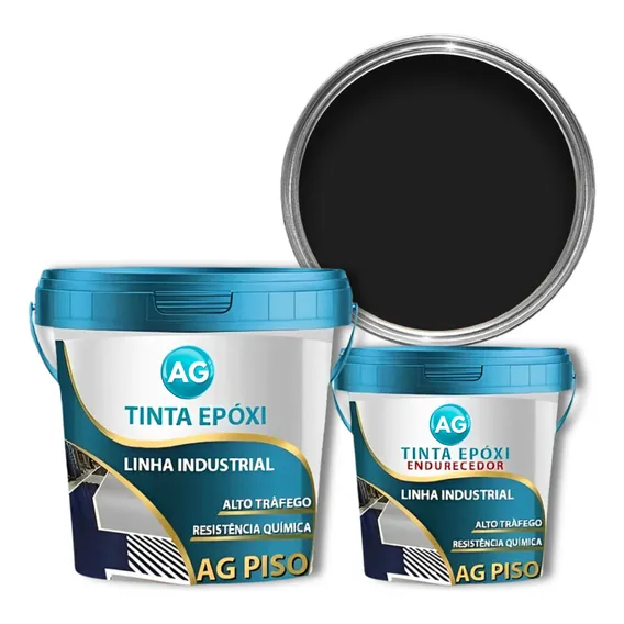 Tinta Epoxi Industrial Bicomponente Ag 900ml Cor Preto Jato Ral9005 Foto 1