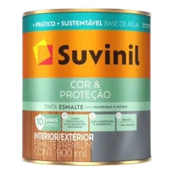 Tinta Esmalte Base Agua Brilhante Suvinil 900ml Seca Rapido Cor Branco Foto 1