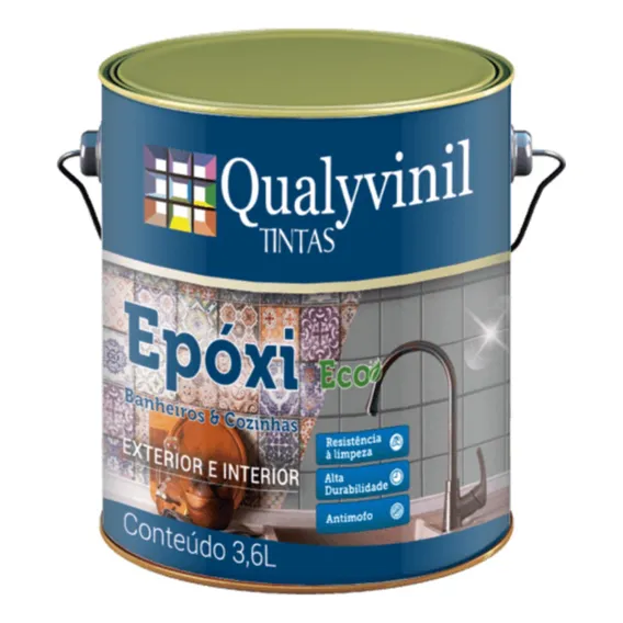 Tinta Esmalte Base 脕gua Ep贸xi Qualyvinil Eco Antimofo 3,6l Foto 1