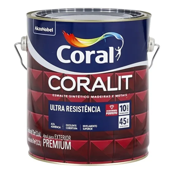 Tinta Esmalte Sintético Alto Brilho Coralit 3,6l Marfim Acabamento Brilhante Foto 1