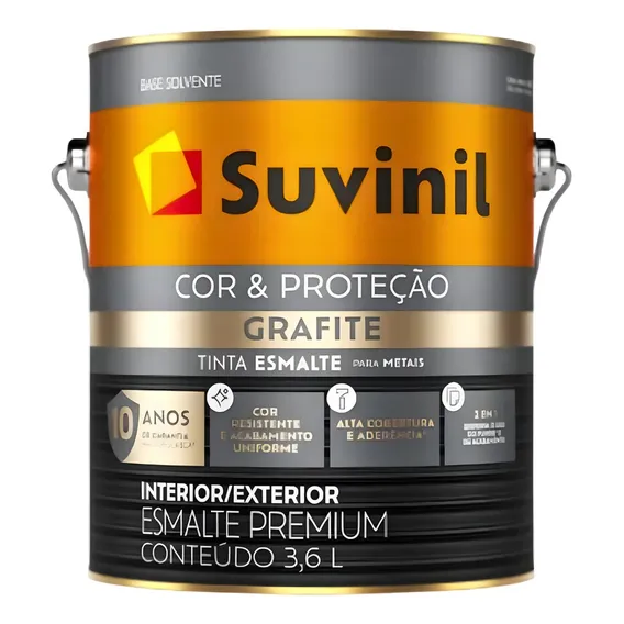 Tinta Esmalte Sintético Grafite 3,6l Suvinil Acabamento Fosco Cor Grafite Escuro Foto 1