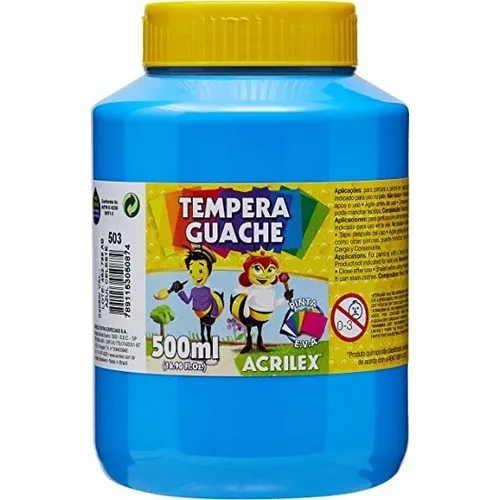 Tinta Guache 500ml Azul Celeste Acrilex Foto 1