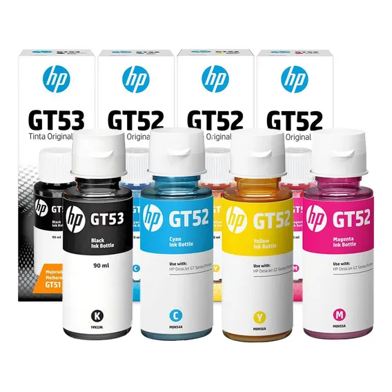 Tinta Hp Gt5822 Gt-5822 Gt52 Gt-52 Kit 04 Cores Tinta Black - Ciano - Magenta - Yellow Foto 1