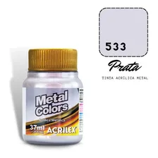 Tinta Metal Colors AcrÃlica 37ml Prata 533 Acrilex Foto mini 1
