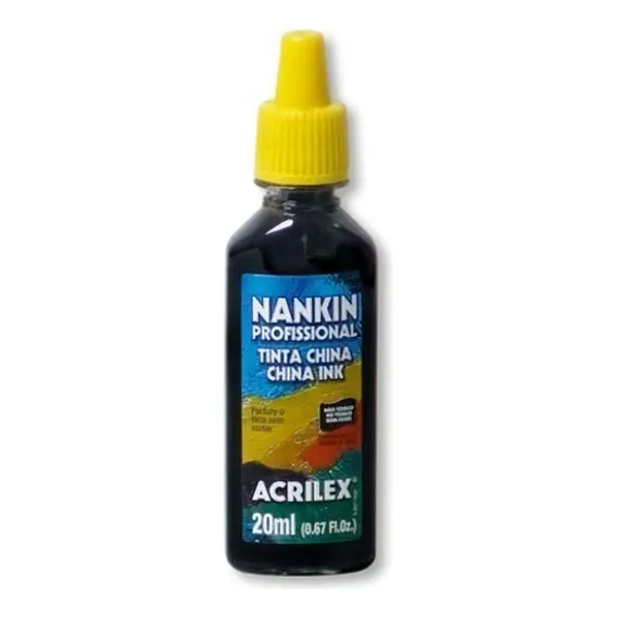 Tinta Nankin Preta 20ml 05120 - Acrilex 12 Unidades Foto 1