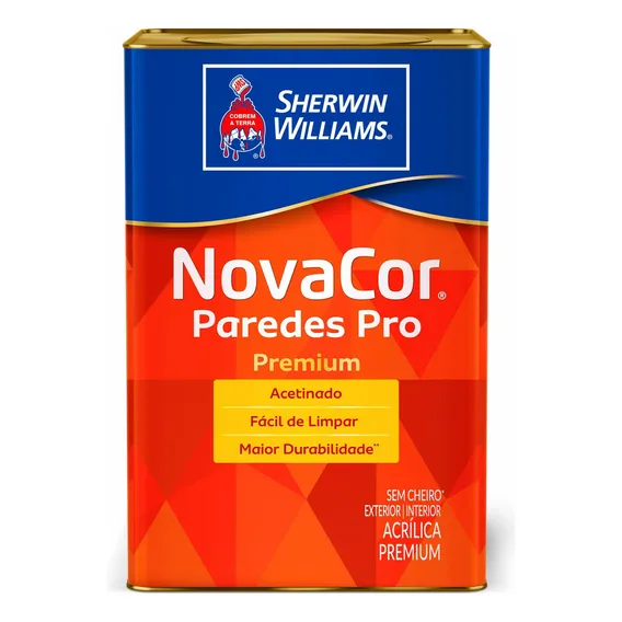 Tinta Novacor Paredes Pro Sherwin Williams 18l Acetinado Cor Branco Foto 1