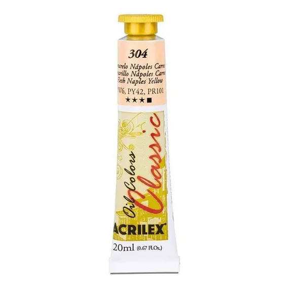 Tinta Óleo 20ml Classic Acrilex Cor 304 - Amarelo Nápoles Carne Foto 1