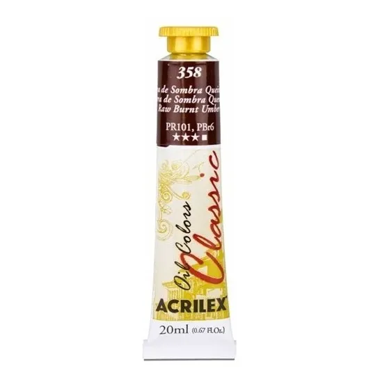 Tinta Óleo 20ml Classic Acrilex Cor 358 - Terra De Sombra Queimada Foto 1