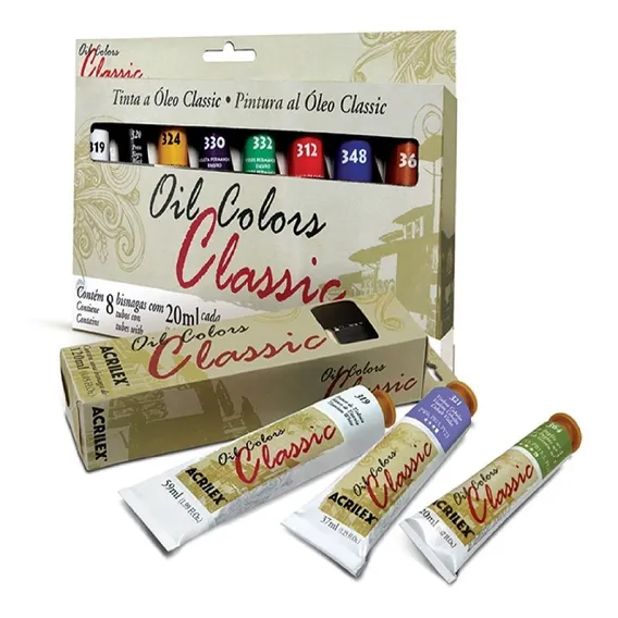 Tinta Óleo 20ml Classic Acrilex Cor 386 - Prata Iridescente Foto 1
