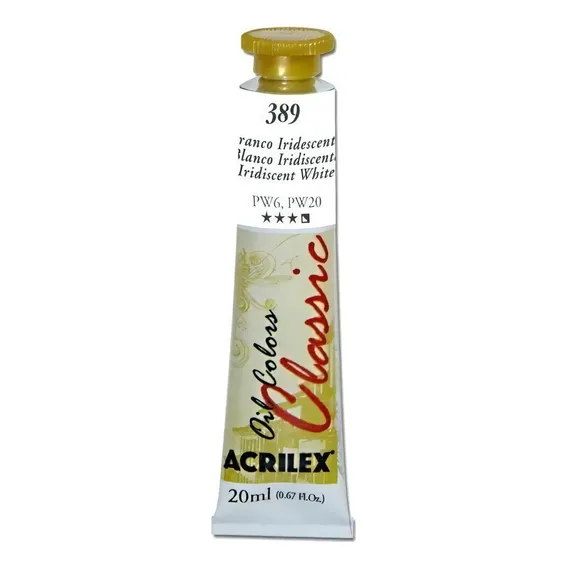 Tinta 脫leo 20ml Classic Acrilex Cor do 贸leo 389 - Branco Iridescente Foto 1