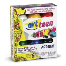 Tinta plástica Art Teen 6 cores 37ml Acrilex Foto mini  2