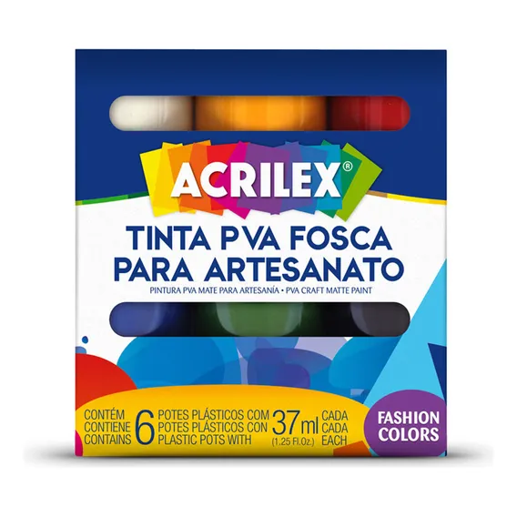Tinta plástica Art Teen 6 cores 37ml Acrilex Foto 1