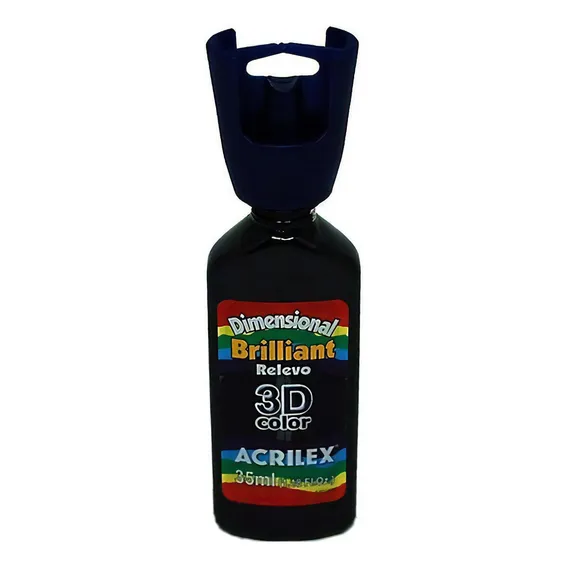 Tinta preto dimensional brilhante relevo 3D 35ml Foto 1