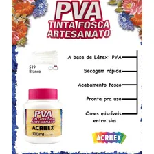Tinta Pva Fosca 100ml Branco 519 Acrilex Foto mini 2