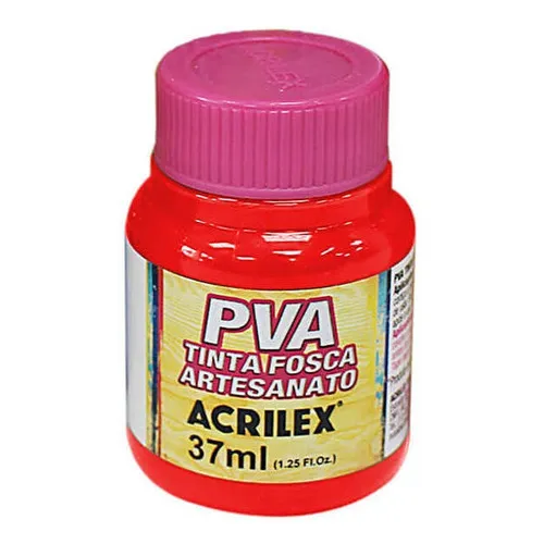Tinta Pva Fosca Acrilex 37ml Para Artesanato Cores Diversas Cor Vermelho Fogo Foto 1