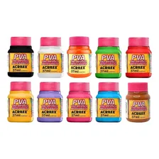 Tinta Pva Para Artesanato Acrilex 10x 37ml(escolha As Cores) Cor Colorido Foto mini 1