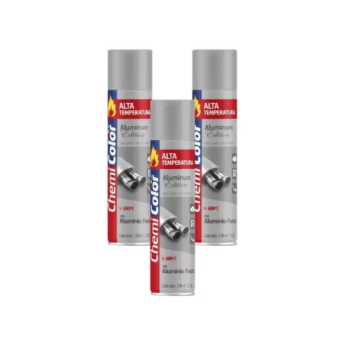 Tinta Spray Alumínio Chemicolor Alta Temperatura Kit3un Foto 1
