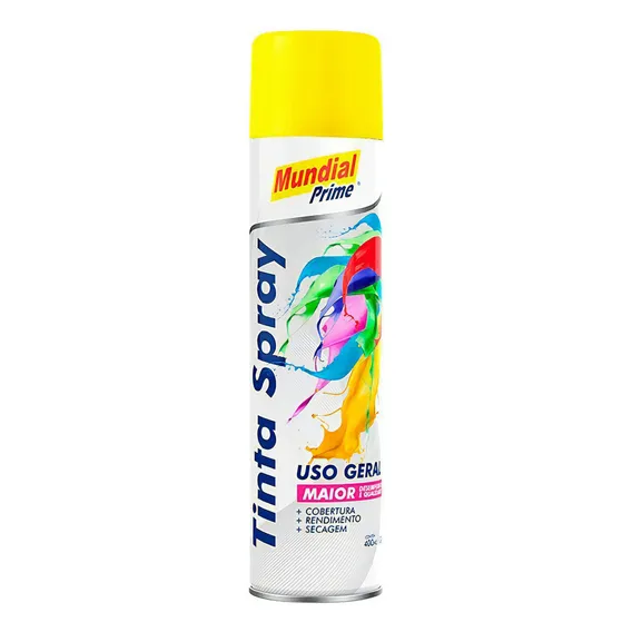 Tinta Spray Amarelo Brilhante 400ml Mundial Prime Foto 1