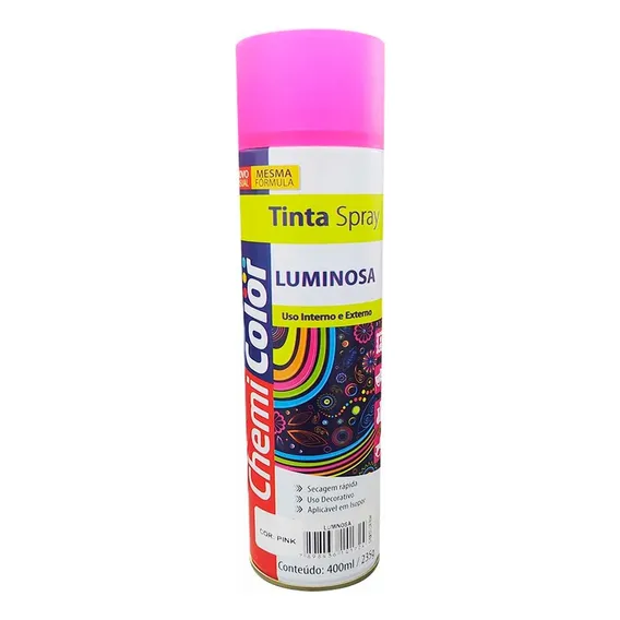 Tinta Spray Luminosa Fluorescente Cor Rosa Chemicolor Foto 1