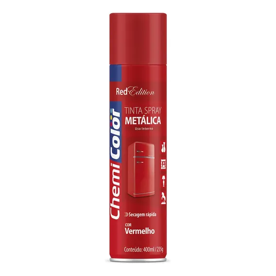 Tinta Spray Metálica Vermelho Chemicolor - 400ml Foto 1