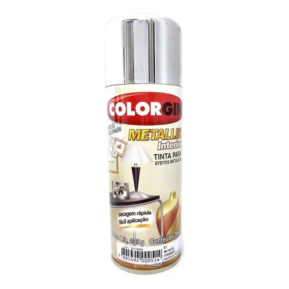 Tinta Spray Metallik Cromado 350ml - Colorgin Foto 1