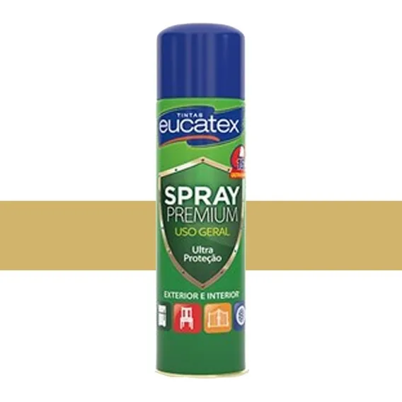 Tinta Spray Multiuso Cor Dourado Brilhante 400ml Eucatex Foto 1