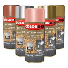 Tinta Spray Ouro Efeito Metalizado para Madeiras Metais e Plásticos Colorgin Metallik Foto mini 2