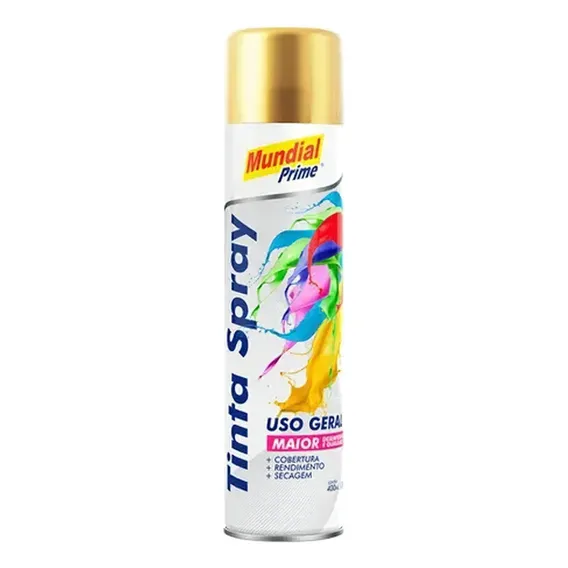 Tinta Spray Ouro Metálico 400ml - Metais/madeira/artesanato Foto 1