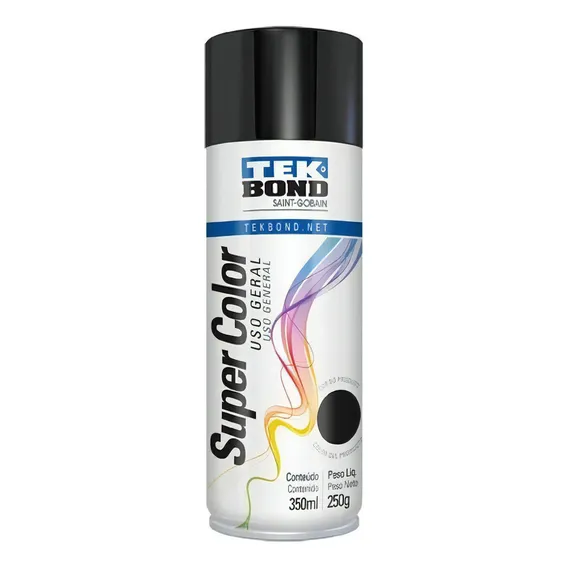 Tinta Spray Preto Brilhante Uso Geral 350ml Tekbond Foto 1