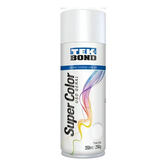 Tinta Spray Super Color Uso Geral 350ml Branco Fosco Tekbond Foto 1