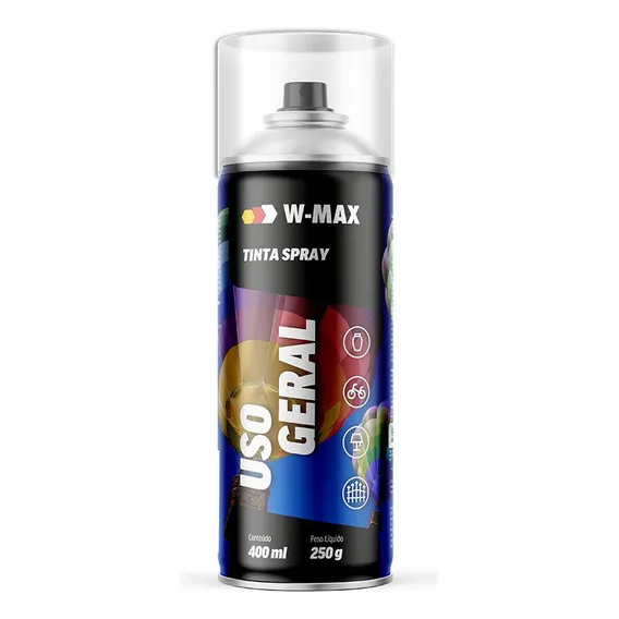 Tinta Spray Uso Geral Branco Brilhante 400ml - W-max Foto 1