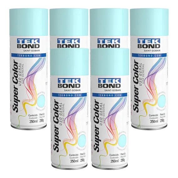 Tinta Spray Uso Geral Tekbond Azul Claro 350ml Kit 6 Un Foto 1