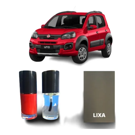 Tinta Tira Risco Automotivo Fiat Punto Cor Vermelho Alpine Foto 1