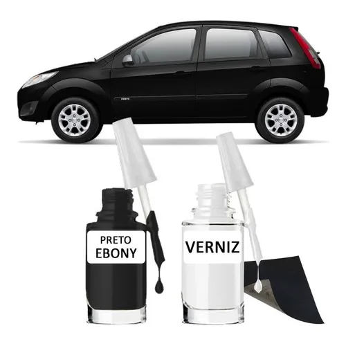 Tinta Tira Risco Automotivo Ford Fiesta Cor Preto Ebony Foto 1