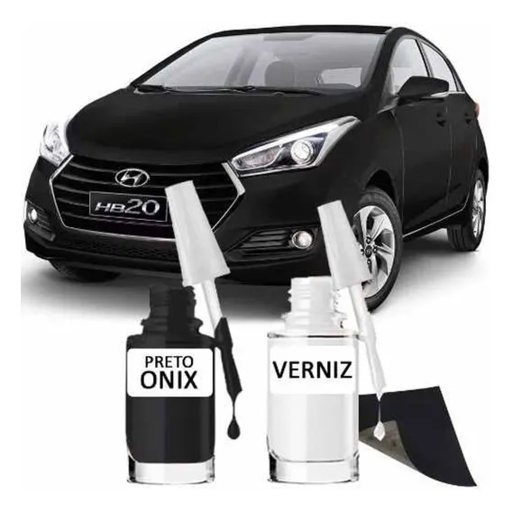 Tinta Tira Risco Automotivo Hyundai Hb20 Cor Preto Onix Foto 1