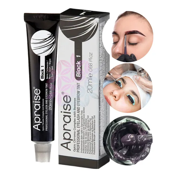 Tintura Apraise Preto 1.0 20ml para Cílios Sobrancelhas Barba Bigode Profissional com Registro Anvisa Foto 1