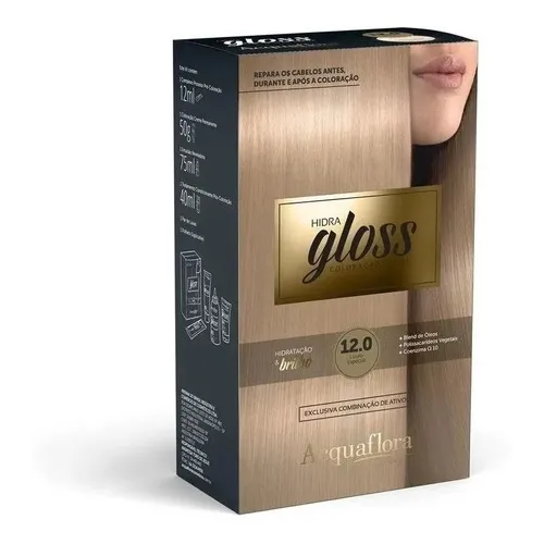 Tintura Coloração Creme Hidra Gloss Acquaflora Tom 12.0 LOURO ESPECIAL Foto 1